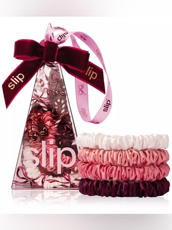 slip Accessories - SLIP 4-Pc. Pure Silk Candy Cane Skinny Scrunchies Set